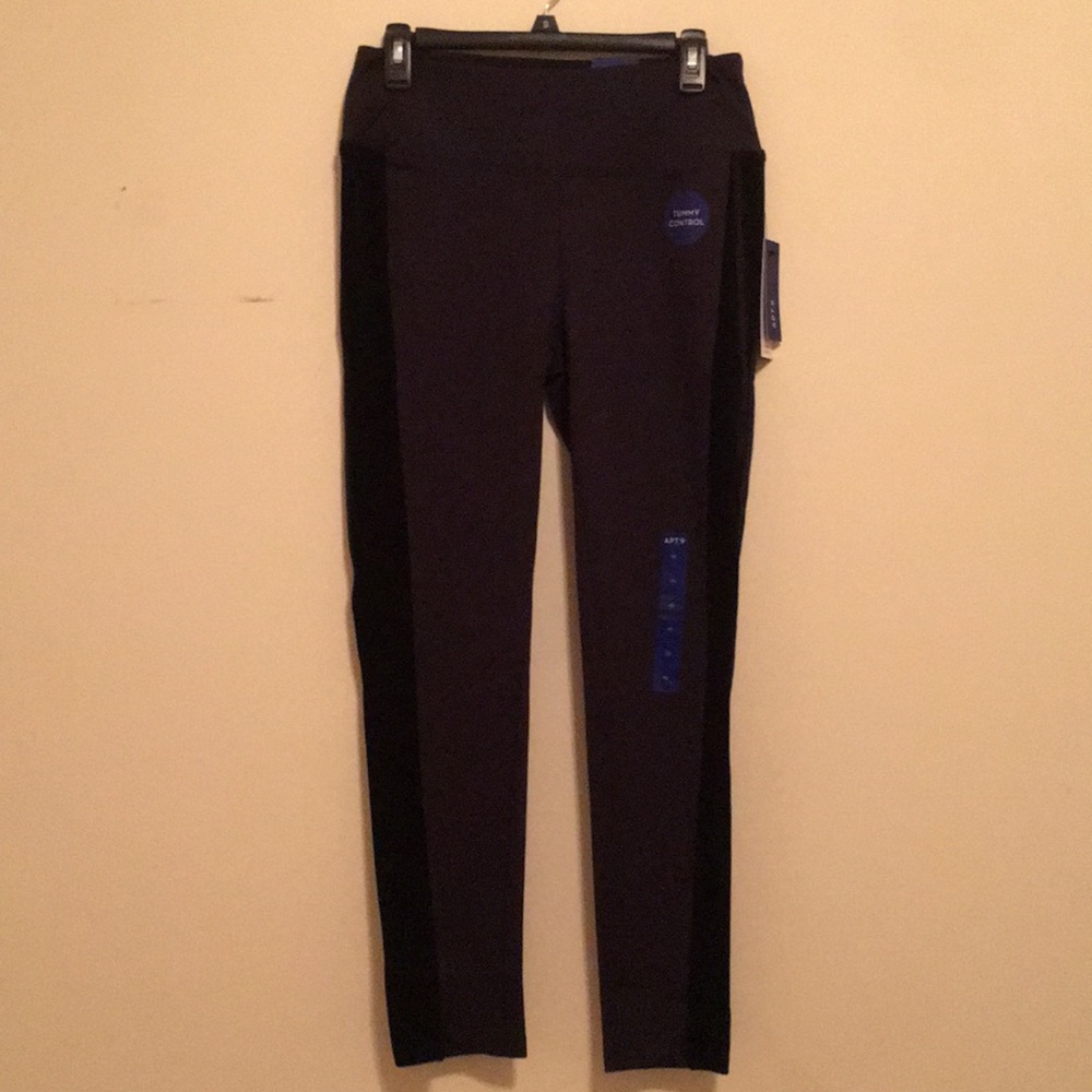 NEW blue leggings with black velvet side panels